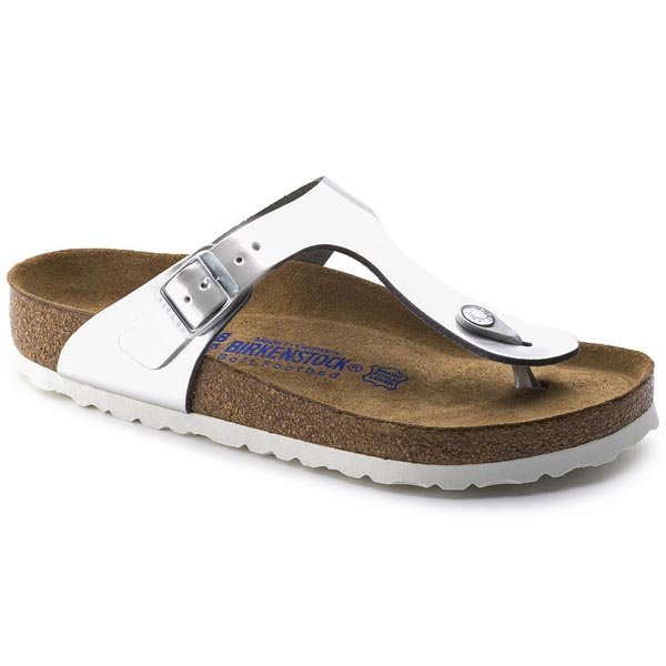 BIRKENSTOCK Gizeh Soft Footbed Metallic Silver Oiled Leather Outlet Store