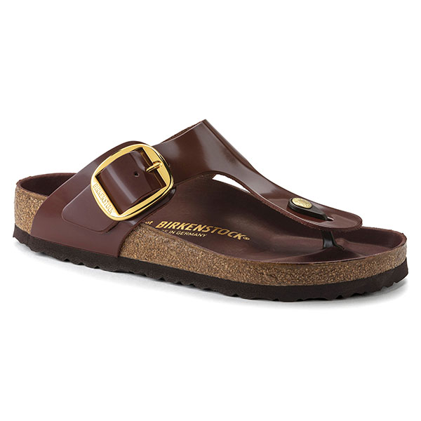 Birkenstock Natural Leather Patent Gizeh Big Buckle High Shine Chocolate