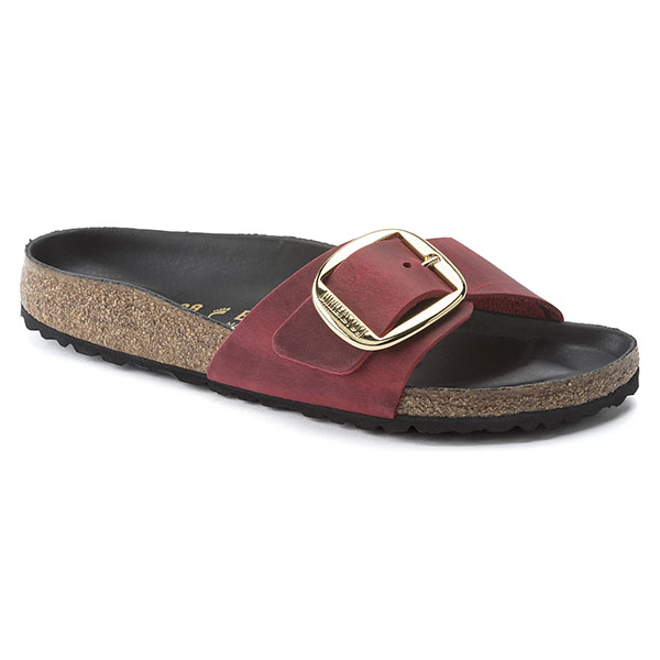 Birkenstock Oiled Leather Madrid Big Buckle Fire Red